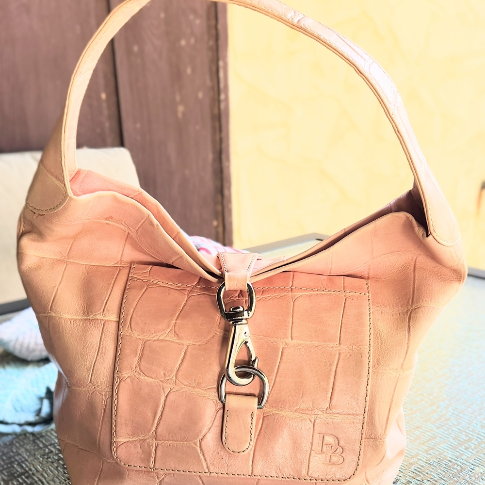 Dooney & Bourke Blush Croc-Embossed Hobo Bag